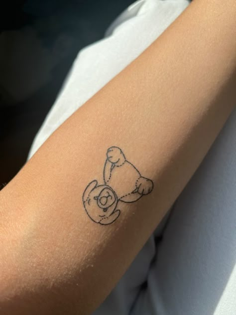 Stuffed Animal Outline Tattoo, Stuffed Dog Tattoo, Dog Stuffed Animal Tattoo, Stuffed Animal Tattoo, Types Of Tattoos, Simple Line Tattoo, Puppy Tattoo, Next Tattoo Ideas, Mother Son Tattoos