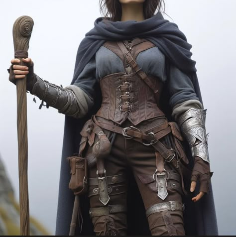 Fantasy Battle Aesthetic Outfit, Make Fantasy Outfit, Fantasy Outfits Real Life, Midevil Huntress Outfit, Elvish Inspired Outfits, Riding Leathers Medieval, Dark Viking Costume, Archer Costume Female, Shield Maiden Outfit