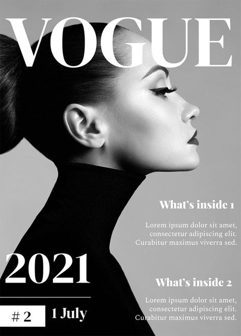 Vogue Cover Magazine, Vogue Magazine Template, Poster Prints Fashion, Vogue Template, Vogue Magazine Covers Template, Fashion Magazine Cover Design, Vogue Portraits, How To Make Magazine, Black And White Magazine