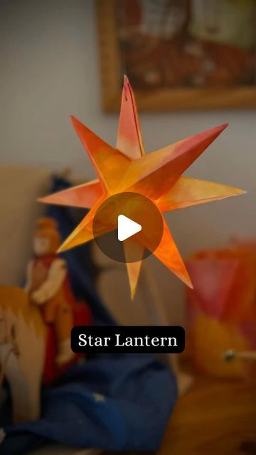 Franziska Shelton // Arts & Crafts on Instagram: "⭐️ Star Lantern ⭐️  This is such a fun simple watercolor lantern design. Isn’t it so pretty?? All you need are two equally sized squares of watercolor paper (my squares were 14x14 cm), a bit of vegetable oil, hot glue, and an LED tea light.  Fold the squares in half: vertically, horizontally, and diagonally. Cut into the vertical and horizontal cuts and fold the rays by using the cuts to fold the flaps towards the central fold. Overlay the rays and glue them together. Place an LED tea light inside the resulting void and glue the two stars atop one another.  For a different version of these stars see @my_plastic_free_home 😍♥️ • • • • • • • • • #waldorfwindowstar #waldorfwindowtransparency #windowtransparency #waldorfkindergarten #craftsfork Diy Star Lantern, Waldorf Christmas Ornaments, Tea Light Crafts Diy, Waldorf Christmas Crafts, Christmas Star Illustration, Waldorf Lantern, Diy Lanterns For Kids, Thanksgiving Lantern, Watercolor Lantern