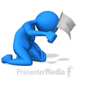 This clip art image shows a surrendering figure waving a white flag in defeat. White Flag Surrender, Animated Clipart, Message Logo, Skin Tone Hair Color, Powerpoint Animation, 3d Figures, Emoji Images, Guy Gifs, White Flag