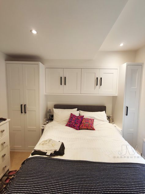 Fitted Furniture Bedroom, Wardrobes Next To Bed, Bedroom Ideas Wardrobe Over Bed, Bedside Wardrobe Small Bedrooms, Bedroom Fitted Wardrobes Over Bed, Closet Around Bed Small Bedrooms, Fitted Wardrobes Bedroom Around Bed, Closet Built Around Bed, Over Bed Fitted Wardrobes