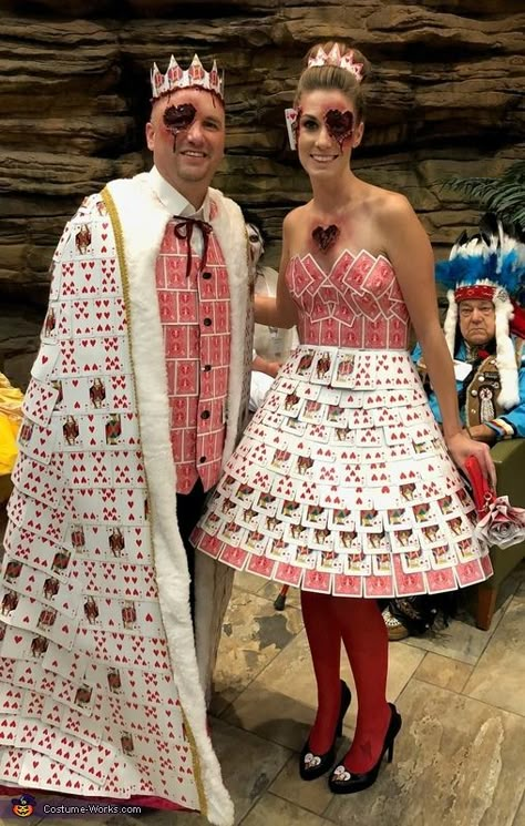 Queen Of Hearts Outfit Ideas, Queen Of Hearts Costume Diy, King Of Hearts Costume, Queen Of Hearts Outfit, King And Queen Costume, Queen Of Hearts Halloween Costume, King And Queen Of Hearts, Anything But Clothes, Hearts Outfit