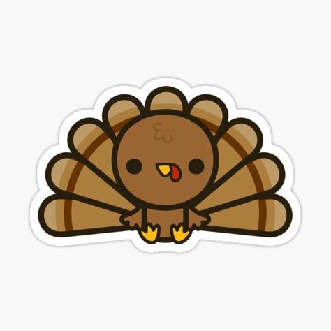 Kawaii Turkey by PeppermintPopUK @Redbubble Turkey Silhouette Printable, Thanksgiving Stickers Aesthetic, Turkey Clipart Cute, Cute Fall Clipart, Kawaii Turkey, November Stickers, Cute Fall Stickers, Turkey Stickers, Cozy Stickers