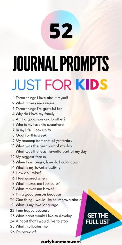 52 Journal Prompts for Kids to work through their feelings and learn to express tough emotions. #journalforkids #journalprompts #kidjournal Summer Writing Activities For Kids, Best Journal Prompts, Truth And Reconciliation, Conversation Starters For Kids, Journal Prompts For Kids, Kids Questions, Curly Bun, Every Child Matters, Writing Prompts For Kids