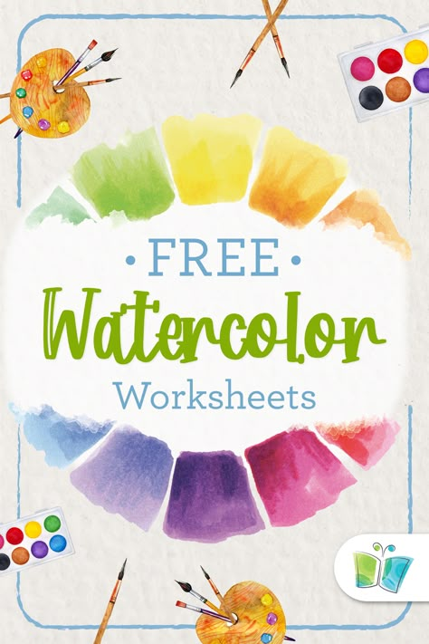 Watercolor Worksheet, Watercolor Pencils Techniques, Watercolor Pencil Art, Learn Watercolor Painting, Frida Art, Water Coloring, Step By Step Watercolor, Watercolor Beginner, Art Tutorials Watercolor