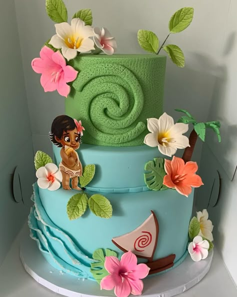 Moana Party Desserts, Moana Cake And Cupcakes, Moana First Birthday Cake, Moana 2 Cake, Moana Bday Cake, 2nd Birthday Moana Theme, Moana Themed Birthday Cake, Moana Sweet 16, Moana 2 Birthday Party Ideas