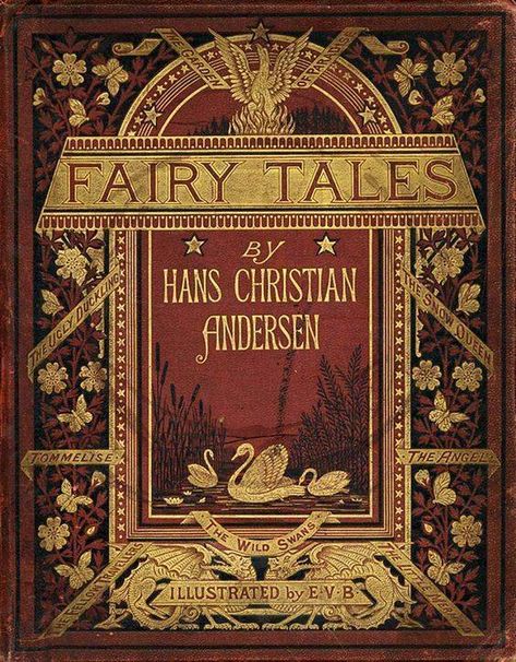 Antique Book Covers, Illustration Art Nouveau, Old Book Covers, Andersen's Fairy Tales, Fairy Tale Books, Book Cover Illustration, Vintage Book Covers, Beautiful Book Covers, Hans Christian Andersen