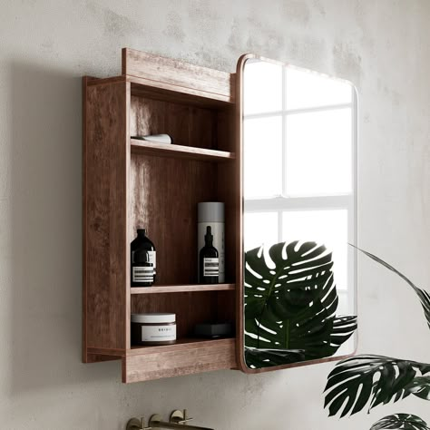 Bathroom Wall Cabinet Above Sink, Small Rectangle Bathroom Remodel, Storage Bathroom Mirror, Bathroom Wall Mounted Cabinet, Wooden Bathroom Cabinet, Bathroom Mirror Ideas With Storage, Bathroom Mirror Cabinets, Storage Mirror Bathroom, Small Bathroom Mirror Cabinet