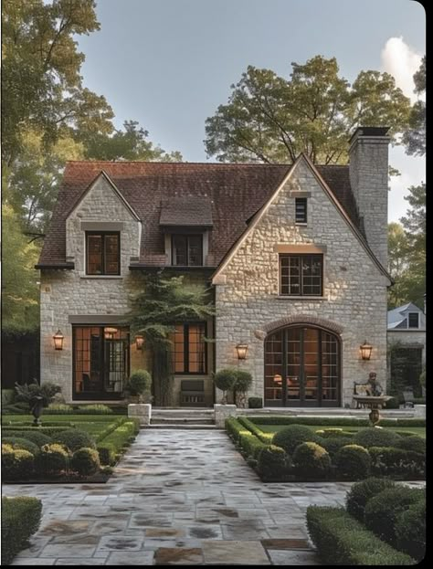 Country Style Exterior Home, Stone Exterior Houses French Country, House Design Inspiration Exterior, Dream Exterior Home, Front Of House Aesthetic, European Inspired Homes, House Inspiration Outside, European House Aesthetic, French Inspired Home Exterior