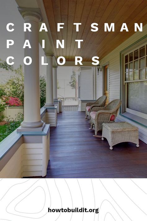 Craftsman homes are known for their appeal and part of that appeal is the earthy and rich paint colors. How To Build It wants to share some paint color ideas and combos that create that warm Craftsman appeal. Craftsman style is a huge part of American architecture and a favorite my many. Create that look today with these paint color tips. #craftsmanpaintcolors #craftsman #paintcolorideas Craftmans Style House, Craftsman Style Homes Exterior Color, Craftsman Exterior Paint Colors, Decorating Ideas For Walls, Rich Paint Colors, Craftsman Color Palette, Craftsman Paint Colors, Colorful Craftsman, Craftsman House Colors