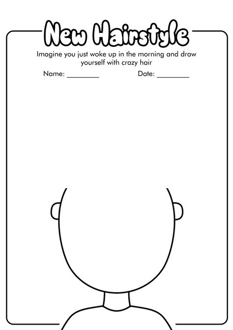 Crazy Hair Day Worksheet Finish The Drawing Worksheets, Complete The Drawing, Crazy Hair Day Ideas, Creative Worksheets, Head Drawing, Hair Color Crazy, Wacky Hair Days, Pre K Activities, Crazy Hair Day