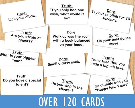 This Card Games item by FamilyChaosControl has 68 favorites from Etsy shoppers. Ships from United States. Listed on 19 Oct, 2023 Truth Or Dare Questions For Kids, Game Night Kids, Dare Ideas, Would You Rather Game, Kids Sleepover, Kids Questions, Night Kids, Truth Or Dare Questions, Dare Games