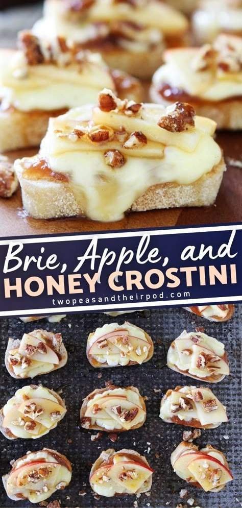 Honey Appetizers, Brie Crostini, Apple And Honey, Crostini Recipe, Crostini Appetizers, Apple Honey, Brie Recipes, Crostini Recipes, Fall Appetizers