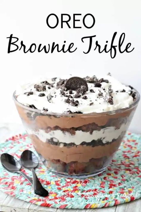 Oreo Brownie Trifle, Oreo Trifle, Desserts Lemon, Trifle Bowl Recipes, Trifle Dessert Recipes, Oreo Brownie, Oreo Desserts, Brownie Trifle, Cookie Dough Cake