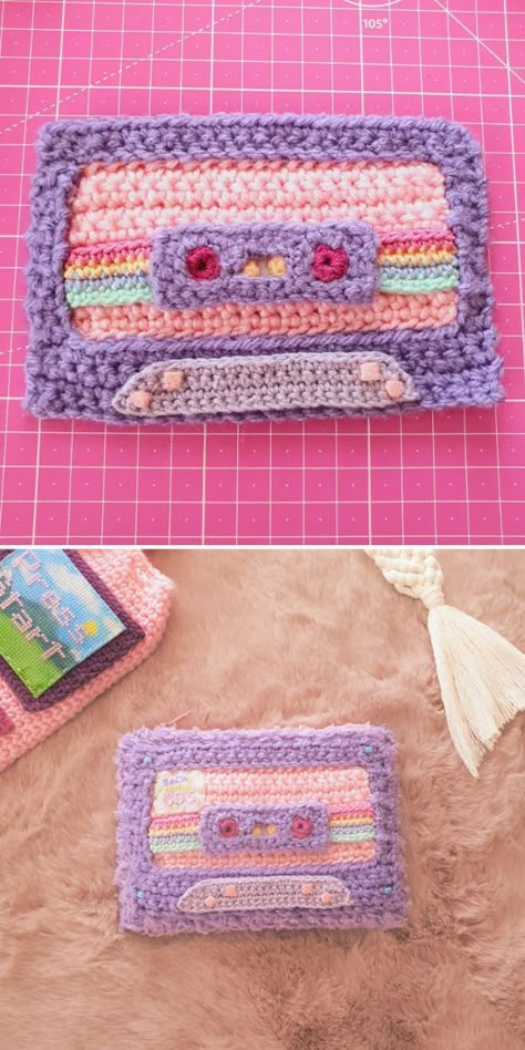 Crocheted Purses, Crochet Wallet, Back To The 80s, Kawaii Crochet, Crochet Design Pattern, Pola Sulam, Adorable Crochet, Stitch Crochet, Fun Crochet Projects