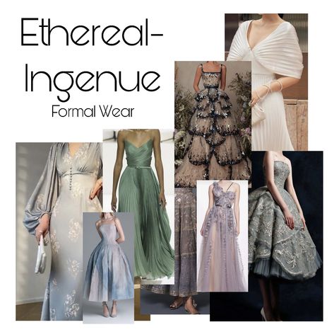 Ethereal Ingenue Romantic, Ethereal Capsule Wardrobe, Ethereal Ingenue Aesthetic, Soft Classic With Ethereal Essence, Dramatic Summer Outfit, Ingenue Archetype Aesthetic, Ethereal Ingenue Essence, Classic Ingenue Essence, Classic Ethereal Essence