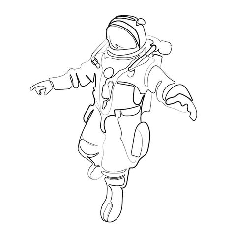 Line Art Astronaut, Astronaut Line Drawing, Cosmos Drawing, Line Drawing Simple, One Continuous Line Drawing, Astronaut Drawing, Space Helmet, Astronaut Tattoo, Astronaut Suit