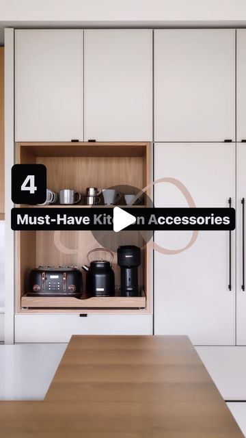 Furniture Factoree on Instagram: "4 Must-have Kitchen Accessories👩🏻‍🍳✨ 1. Cutlery tray. 2. Bottle pull out (BPO). 3. Rolling shutter. 4. Pull down storage rack. Follow @furniturefactoree for more interior tips! #reelsinstagram #reelsindia #interiordesign #interiordecor #interiorstyling #interiortips #tipsandtricks #gurgaon #delhincr #viralvideos #kitchendesign #kitchen #kitchenaccessories" Pull Out Trays In Kitchen, Bottle Rack Kitchen, Pull Out Rack Kitchen, Must Have Kitchen Accessories, Kitchen Roller Shutter Cabinet, Rolling Shutters Design In Kitchen, Kitchen Shutter Cabinets, Kitchen Shutter Design, Kitchen Electronics Storage