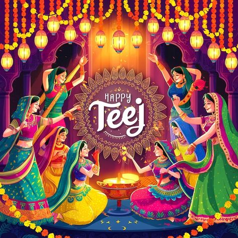 Photo sending joyful teej festival greet... | Premium Photo #Freepik #photo #blessings #friends #loved-ones #teej-festival Teej Festival Images, Teej Festival Poster, Teej Celebration Ideas, Happy Teej Images, Teej Festival Decoration Ideas, Teej Festival Decoration, Nepal Festival, Teej Wishes, Haryali Teej