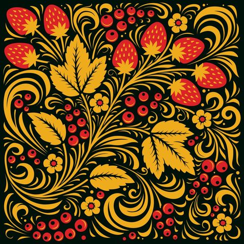 Russian Folk Illustration, Russian Pattern, Ukrainian Folk Art, Background Traditional, Traditional Ornaments, Russian Folk Art, Russian Painting, Folk Art Flowers, Folk Design