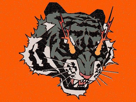 腐った by Manuel Cetina on Dribbble Tiger Vector Logo, Tiger Art Illustration, Tiger Paw, Tiger Illustration, Tiger Graphic, Graphic Design Images, Tiger Logo, Album Art Design, Red Tiger