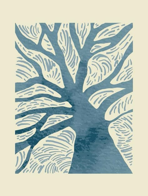 Abstract Tree Mural, Tree Pattern Drawing, Trees Lino Print, Papaya Tree Illustration, Abstract Nature Drawing, Simple Graphic Design Illustration, Background Art Ideas Simple, Repeat Pattern Art, Abstract Tree Illustration