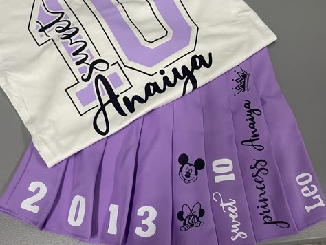 Birthday Jersey Ideas, Birthday Outfit 20 Year Old, Birthday Sweatshirt Ideas, Birthday Skirt Outfits, 14th Birthday Outfit Ideas, Purple Birthday Outfit, Happy Birthday Outfit, Custom Birthday Outfits, Pizza Cupcakes