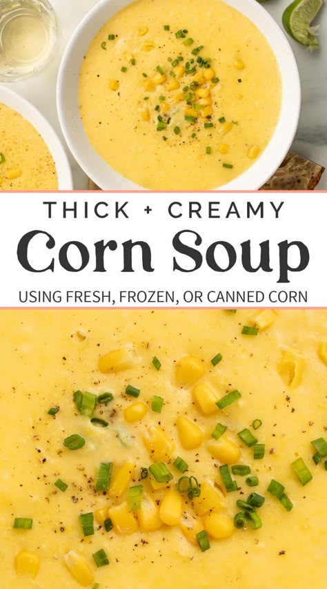 Recipes With Canned Corn, Corn Soup Recipes Easy, Sweet Corn Chowder, Creamy Corn Soup, Cream Of Corn Soup, Summer Soup Recipes, Crockpot Soups, Bacon Chowder, Corn Soup Recipes