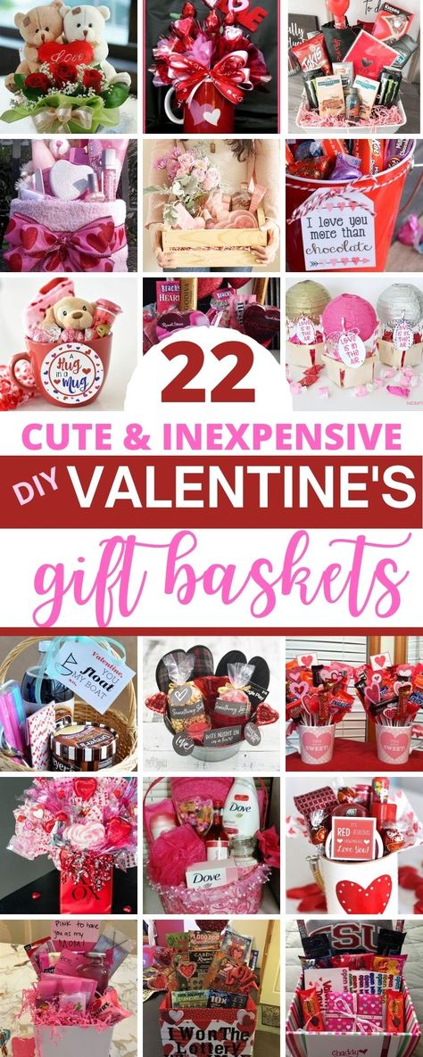 22 Crazy Cute DIY Valentine's Gift Basket Ideas - Raising Teens Today Valentine's Gift Baskets, Diy Valentine's Gift Baskets, Valentines Gift Baskets, Valentines Gift For Boyfriend Baskets, Gift For Boyfriend Ideas, Cadeau St Valentin, Valentines Day Baskets, Valentine Gift Baskets, Valentines Gift For Boyfriend