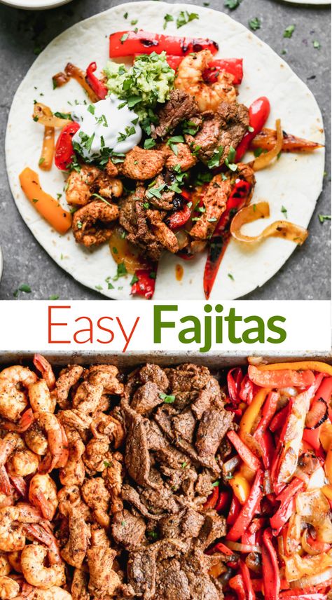 Easy Fajita Recipe, Crockpot Fajitas, Beef Fajita Recipe, Fajitas Chicken, Shrimp Fajita Recipe, Grilled Bell Peppers, Steak Fajita Recipe, Fajita Marinade, Homemade Fajita Seasoning