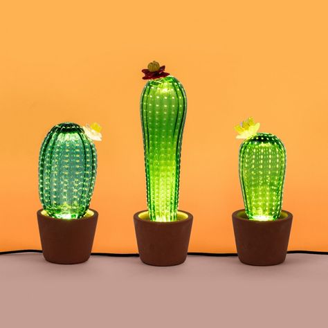 Seletti Marcantonio Cactus Sunrise Lamp Plant Lamps, Sunrise Lamp, Cactus Lamp, Sunrise Design, Table Floor Lamp, Desert Sunrise, Glass Cactus, Cactus Desert, Mood Lights