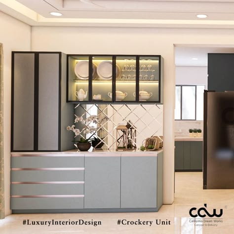 Kitchen Crockery Unit Design, Crockery Units, Crockery Cabinet Design, Crockery Cabinet, Crockery Unit Design, Crockery Design, Almirah Designs, Crockery Unit, Modern Kitchen Cabinet