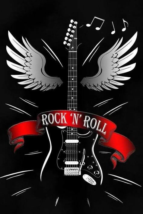 Rock Guitar Aesthetic, Rock And Roll Guitar, Aesthetic Guitar, Guitar Aesthetic, Rock Poster Art, Guitar Print, Rock N Roll Art, Band Wallpapers, Rock Guitar