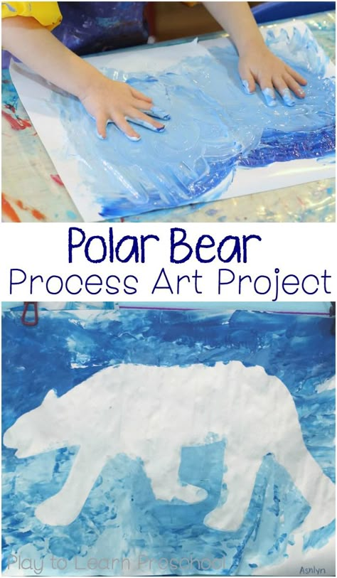 Children can fingerpaint a gorgeous Polar Bear Process Art project using this easy technique. The finished product is stunning! Polar Animals Preschool, Arctic Animals Preschool, Preschool January, January Preschool, Polar Bear Craft, Animals Preschool, Winter Unit, Polar Bear Art, Preschool Art Projects