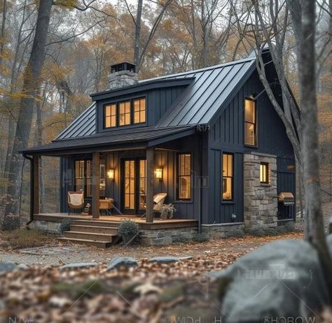 Rustic Cabins & Wood Decor | My Dream | Facebook Barn Style House Plans, Cabin Exterior, Cabin House Plans, Modern Farmhouse Exterior, Small Cottage, Barn Style House, Tiny House Cabin, House Plans Farmhouse, Cabins And Cottages