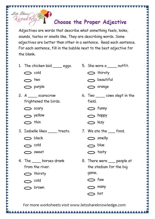 Identifying Adjectives Worksheet 4th Grade