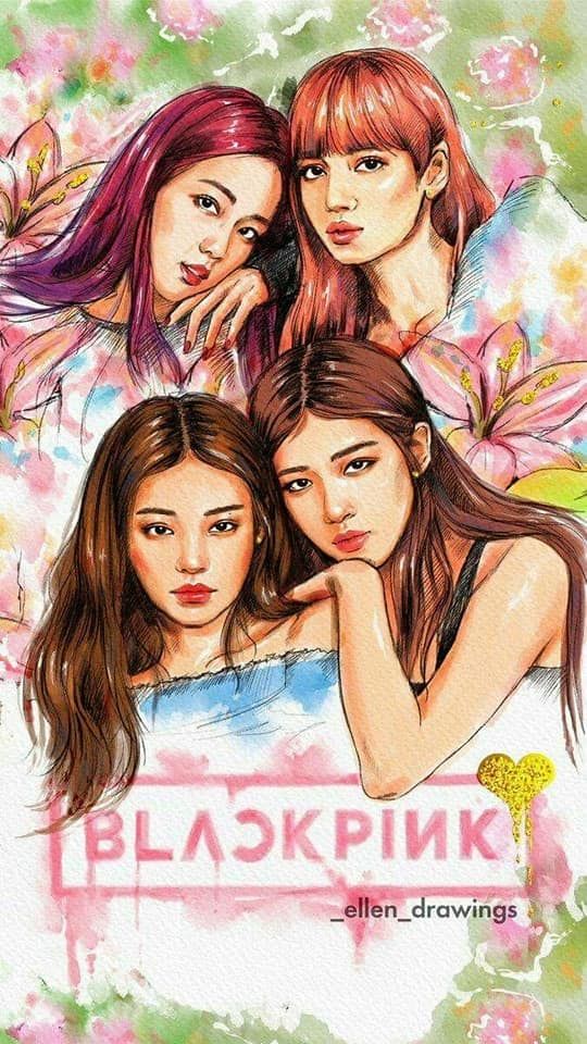 Bts And Blackpink Anime Wallpapers Blackpink Poster Fan Art Black Pink Kpop