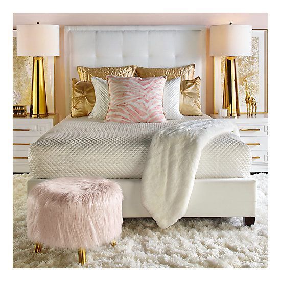 Audrey Round Ottoman | Gold bedroom decor, Bedroom makeover ...