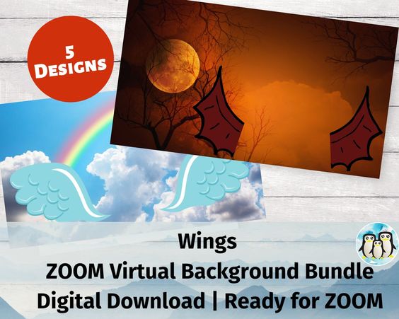 Zoom Virtual Background Bundle Of 5 Wings Inspired Designs Etsy Virtual Background Classroom Party