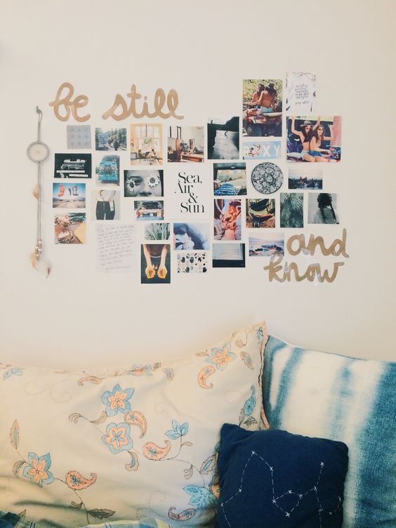 dorm decor | cute dorm rooms | picture wall | How to Decorate a ...