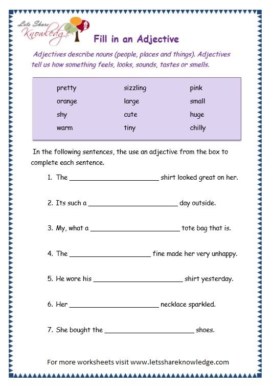 Adjectives Grade 4 Worksheet