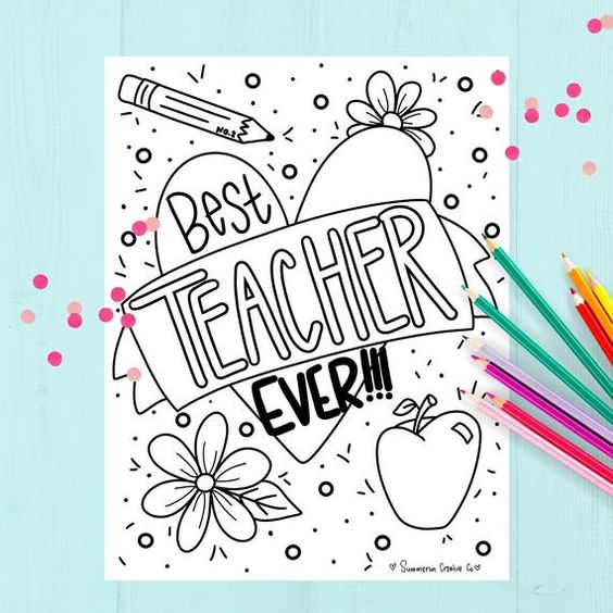 Best Teacher Coloring Page Teacher Appreciation Printable - Etsy ...