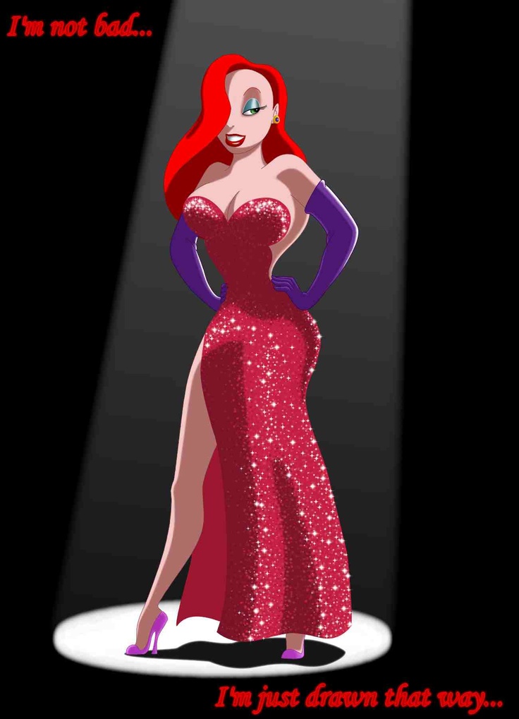 a woman in a red dress is standing under a spotlight with her hands on her hips