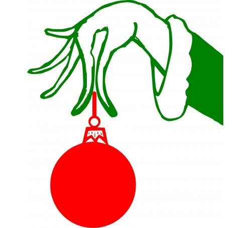 a hand holding a red ornament with a green flag hanging from it's side