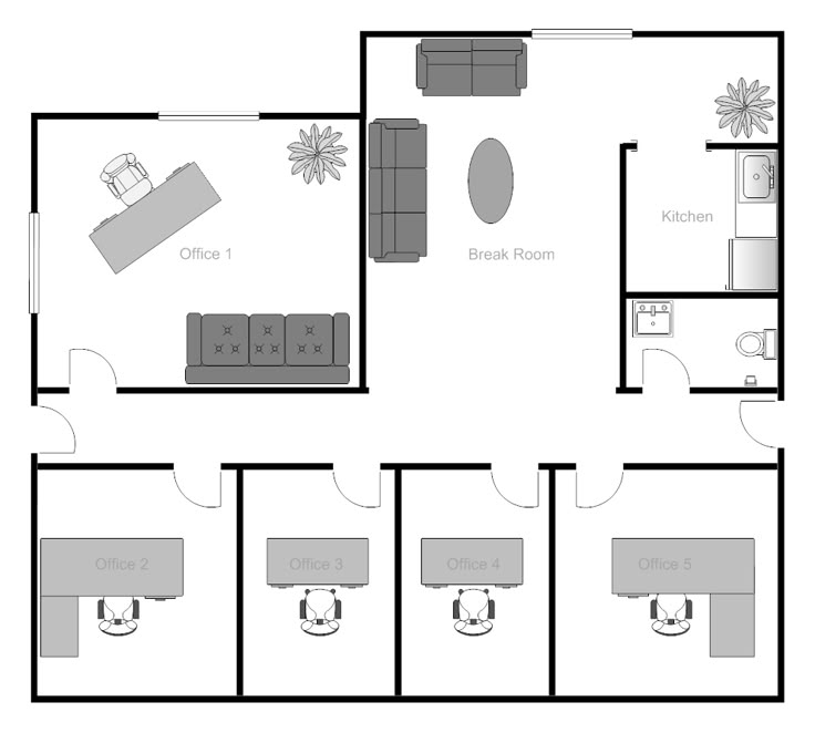 an office floor plan with three separate rooms