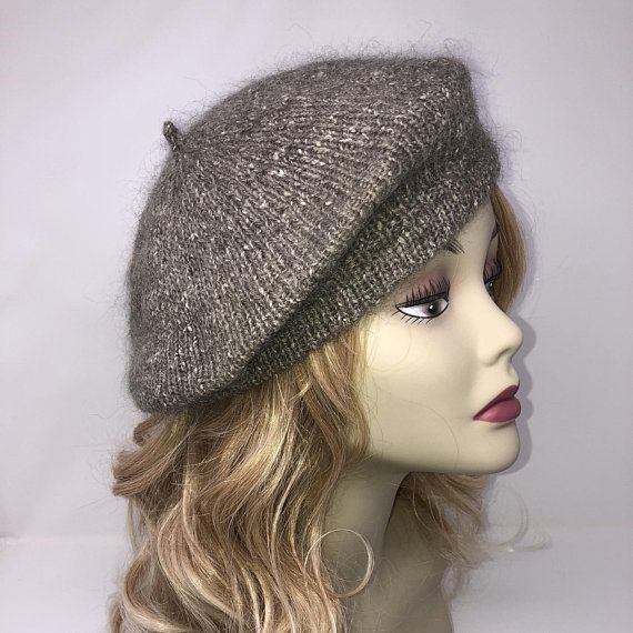 Knit Woman Beige Beret, Knit Woman Hat, Wool Silk Mohair blend, Fall Winter Handmade wool Beret, Gif Knitted Alpaca Hat For Fall, Knitted Alpaca Hats, Elegant Knitted Hats For Winter, Fitted Knitted Hat For Fall, Fitted Knitted Fall Hats, Winter Fitted Knit Hat, Fitted Knitted Beanie, Fitted Knitted Brimmed Bonnet, Knitted Fall Bonnet