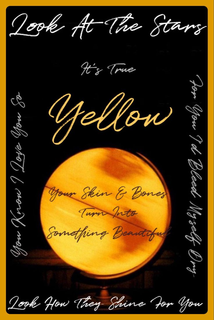 a yellow and black poster with writing on it's back cover for the album, look at the stars its time gellow