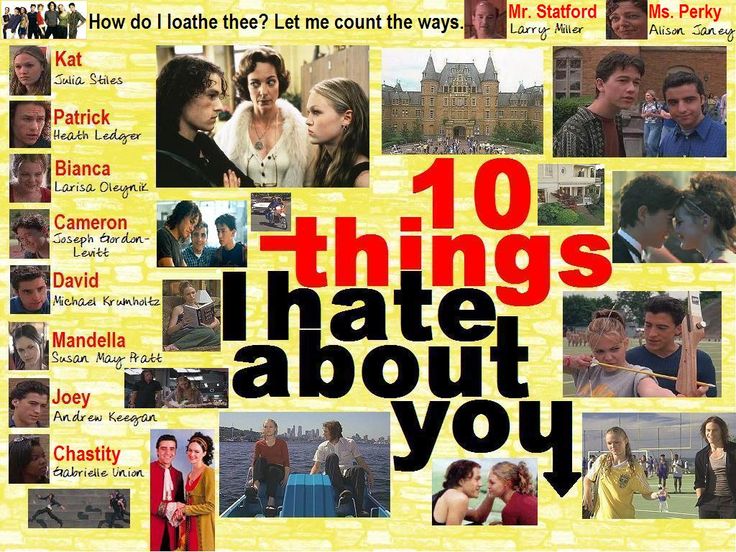 10 Things I Hate About You (1999) Never Been Kissed, Can't Buy Me Love, Teen Witch, 10 Things I Hate About You, Julia Stiles, Cruel Intentions, David Michael, American Pie, Drive Me Crazy