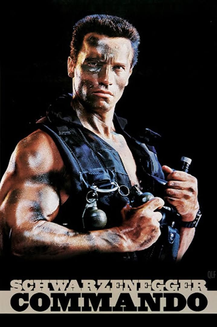 Commando est un film d’action américain réalisé par Mark L. Lester en 1985. Ancien membre des commandos d’élite, le colonel John Matrix mène une existence paisible aux côtés de sa fille Jenny.  Mais le général Arius, ancien ennemi de Matrix et dictateur déchu du Valverde, kidnappe Jenny et impose à Matrix, s’il tient à revoir sa fille vivante, d’assassiner l’actuel président du pays. C’est en fait Bennett, un ancien membre déchu de l’équipe de Matrix, qui manipule adroitement le dictateur. Rae Dawn Chong, Last Action Hero, John Rambo, Theater Posters, 80's Movies, Vintage Films, Film Vintage, Classic Movie Posters, Alyssa Milano